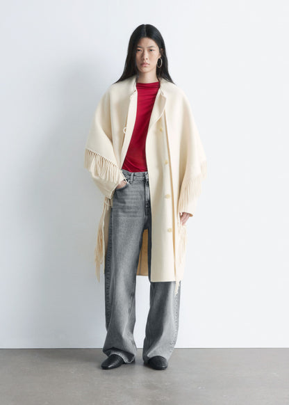 Fringed Shawl Wool Coat