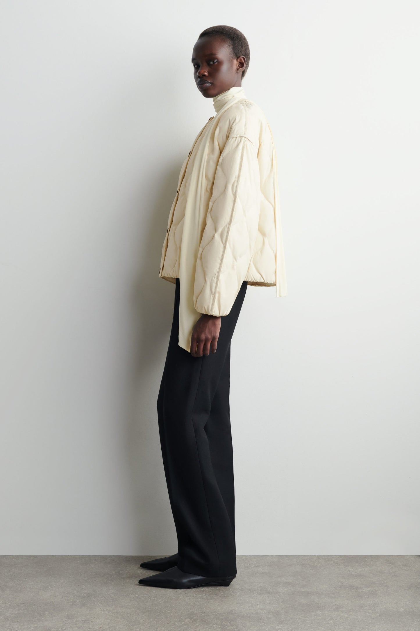 Gathered Quilted Down Jacket