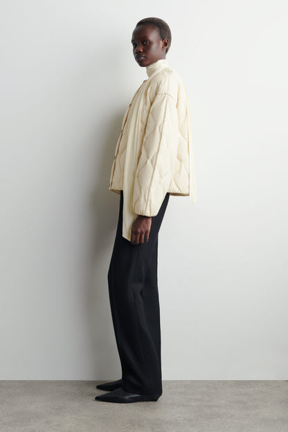 Gathered Quilted Down Jacket