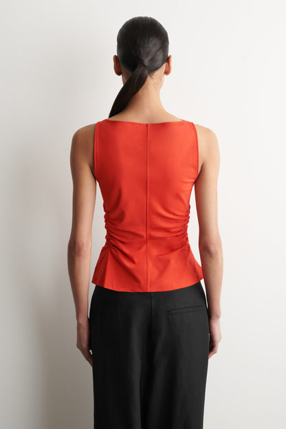 Ruched-waist cotton-jersey tank top