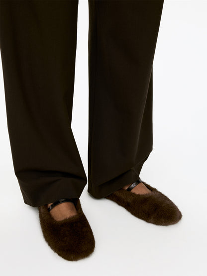 Faux-Fur Mary Jane Flats