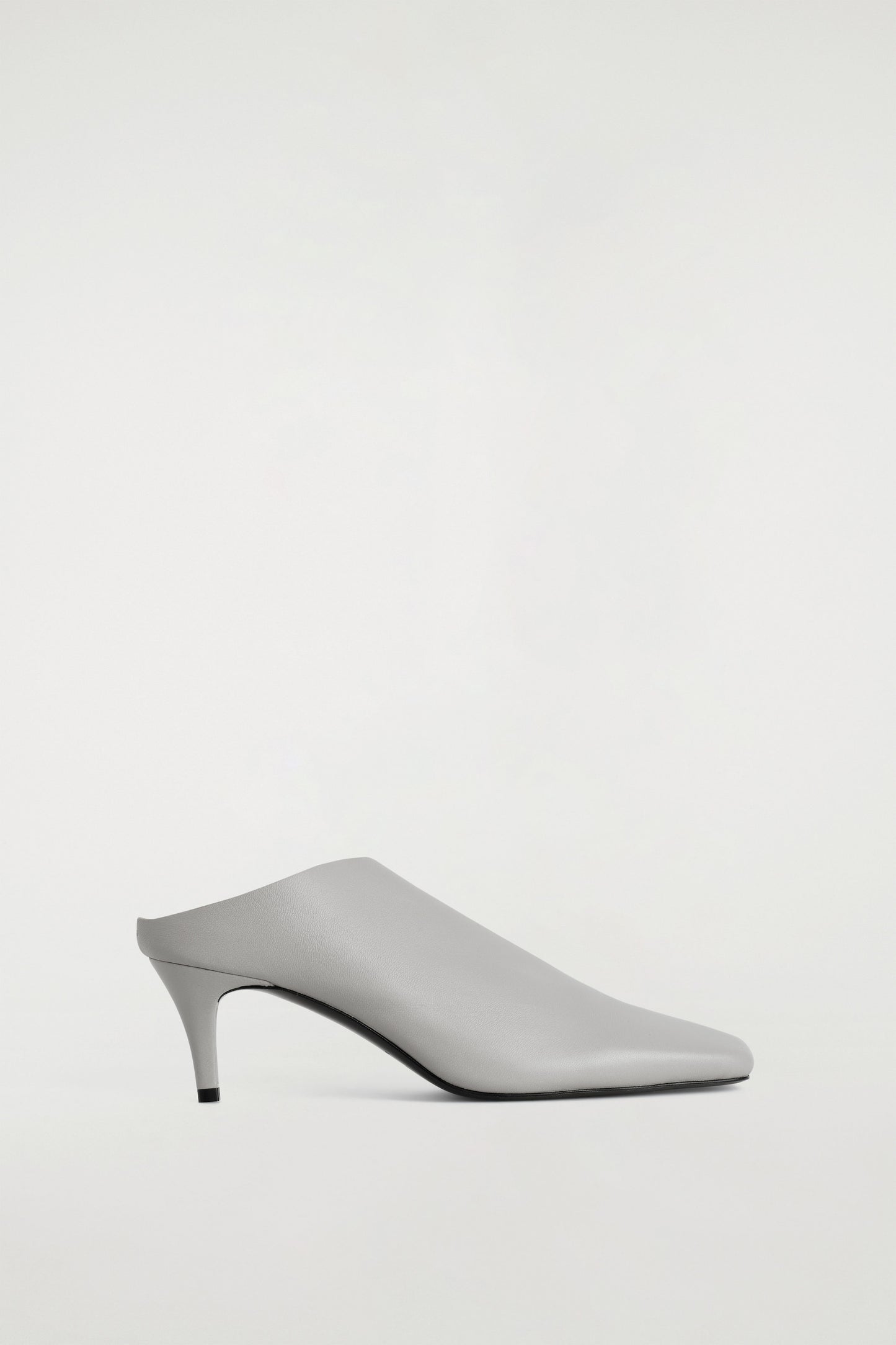 Draped Leather Kitten-Heel Mules