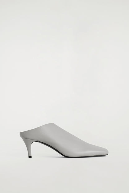 Draped Leather Kitten-Heel Mules