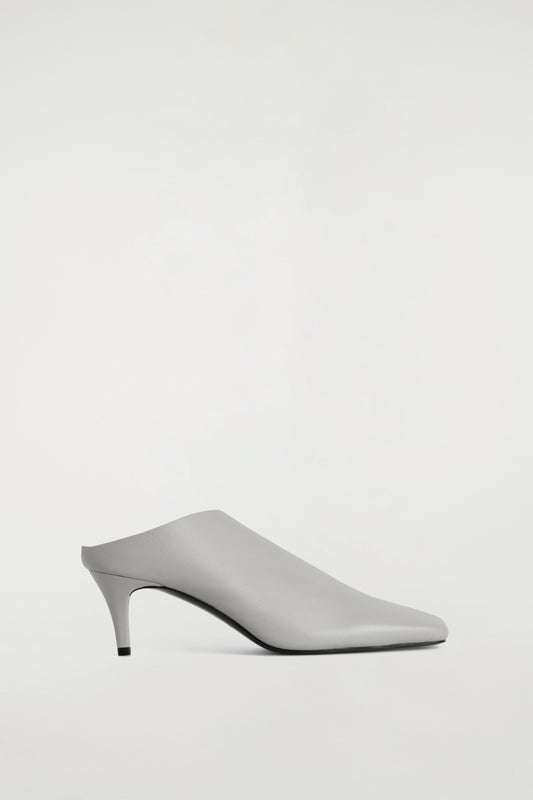 Draped Leather Kitten-Heel Mules