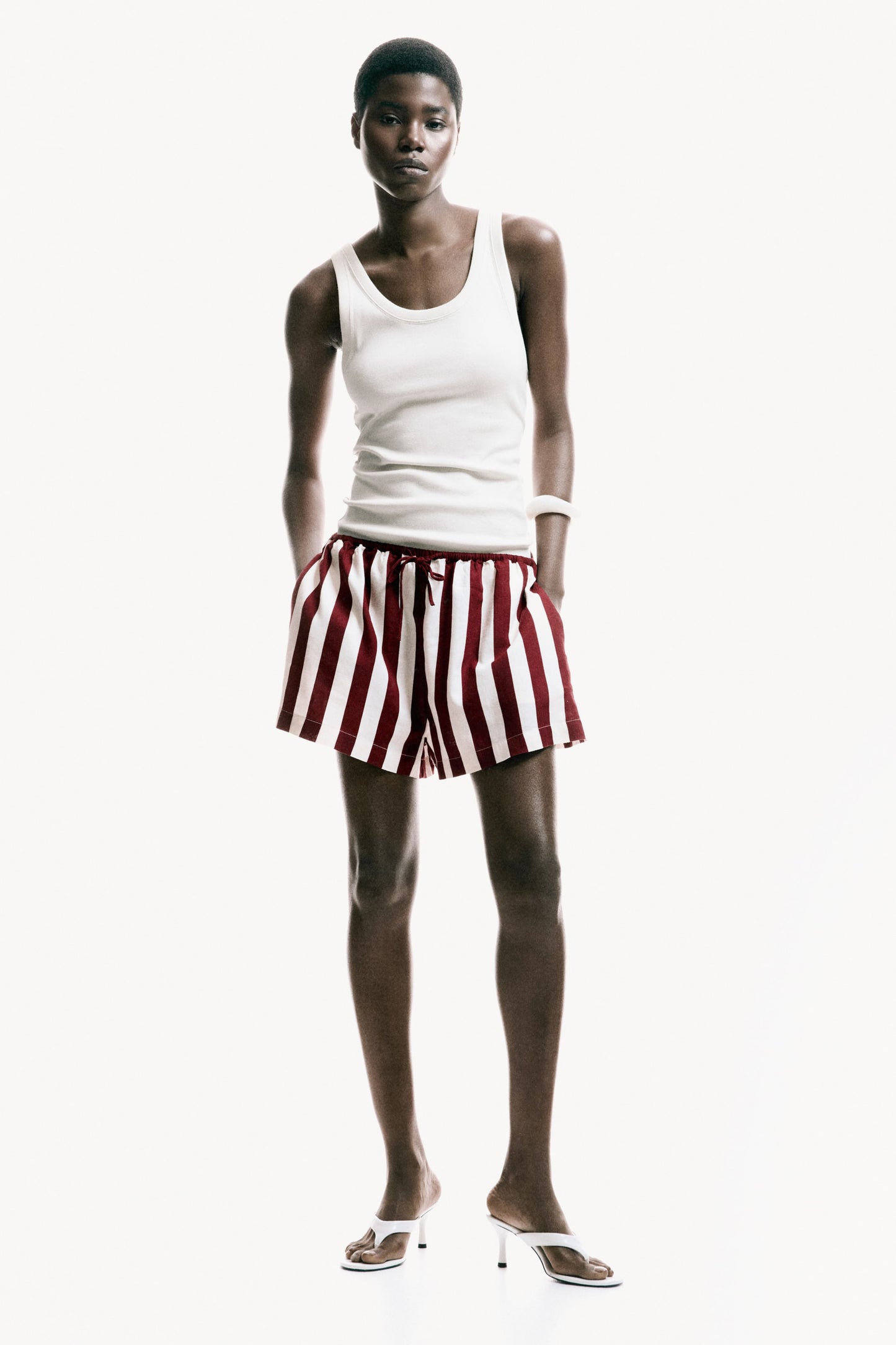 Striped Linen-blend shorts