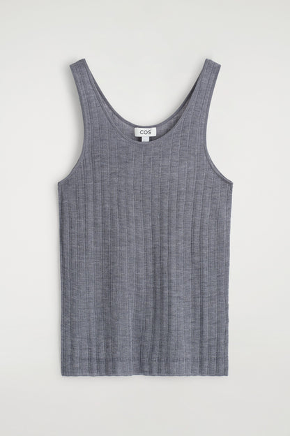 Ribbed-Knit Silk Tank Top