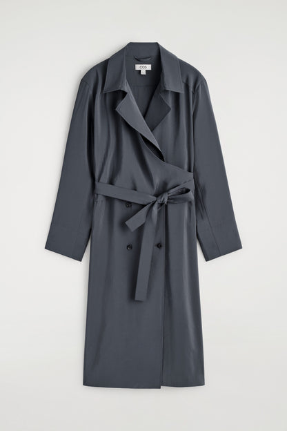 Belted Trench-Detail Midi Dress