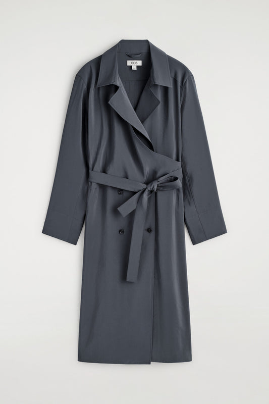 Belted Trench-Detail Midi Dress
