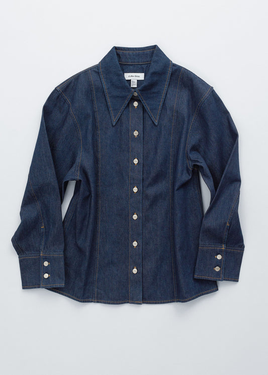 Topstitched Denim Shirt