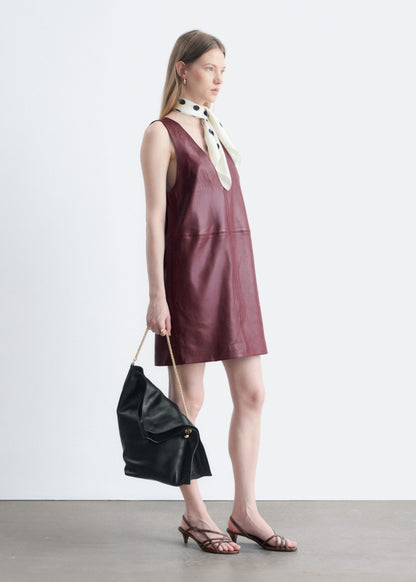 Raw-Edge Leather Dress