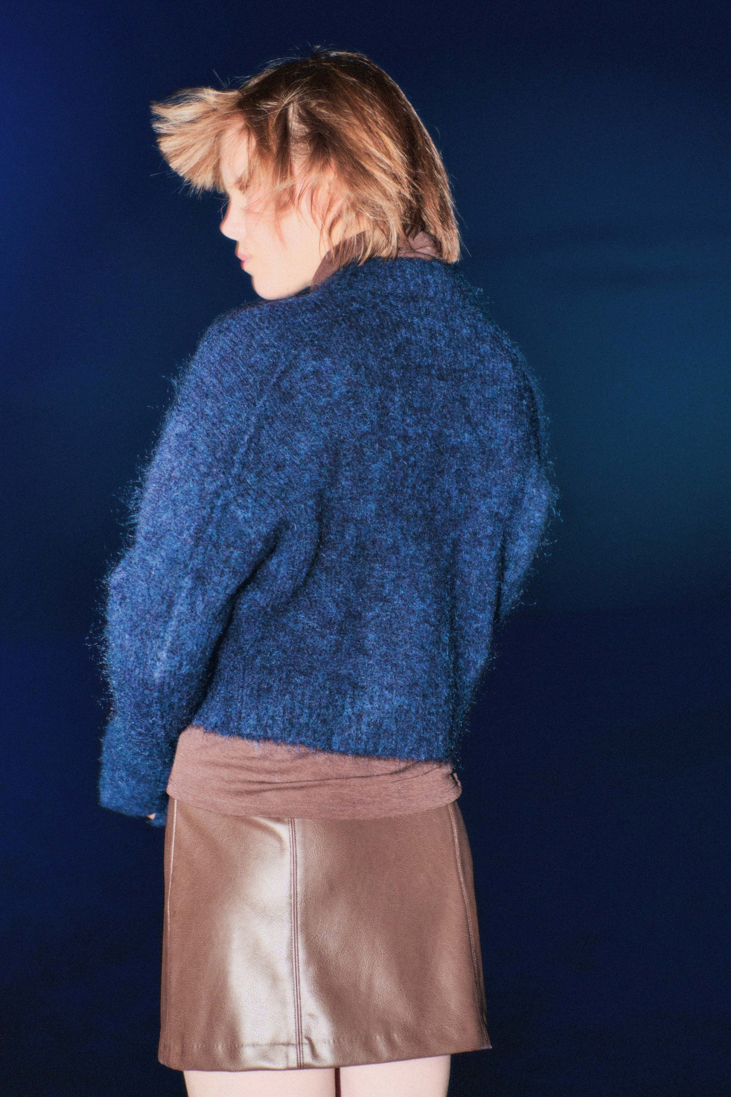 Mohair-blend zip-through cardigan