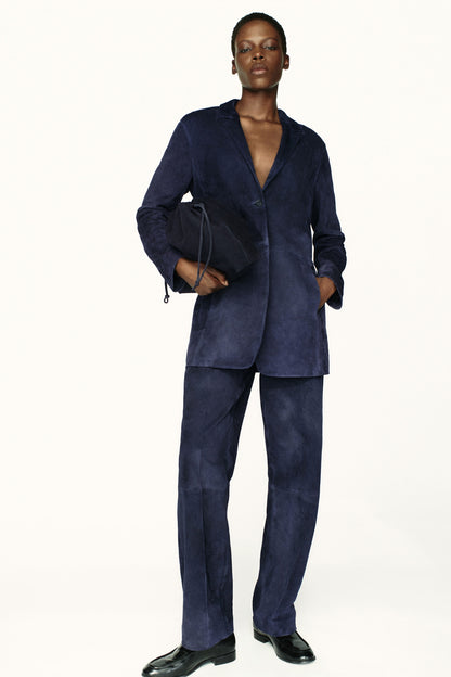 Suede Single-Breasted Blazer