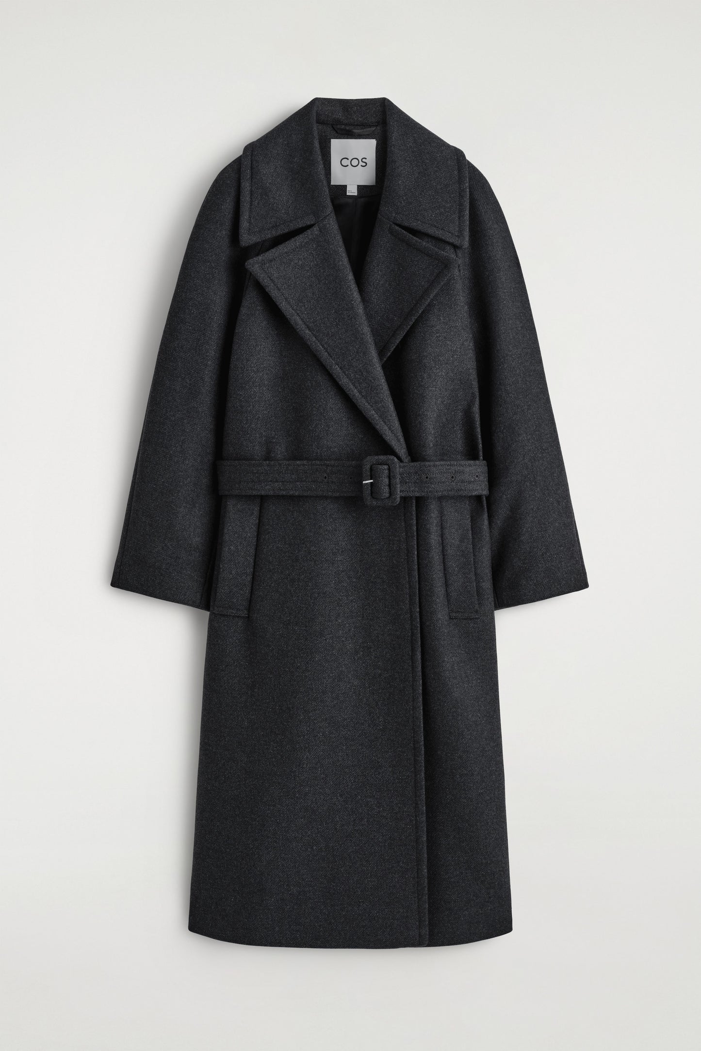 Tailored belted wool-twill coat