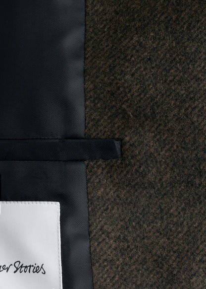 Oversized Leather-Collar Wool Coat