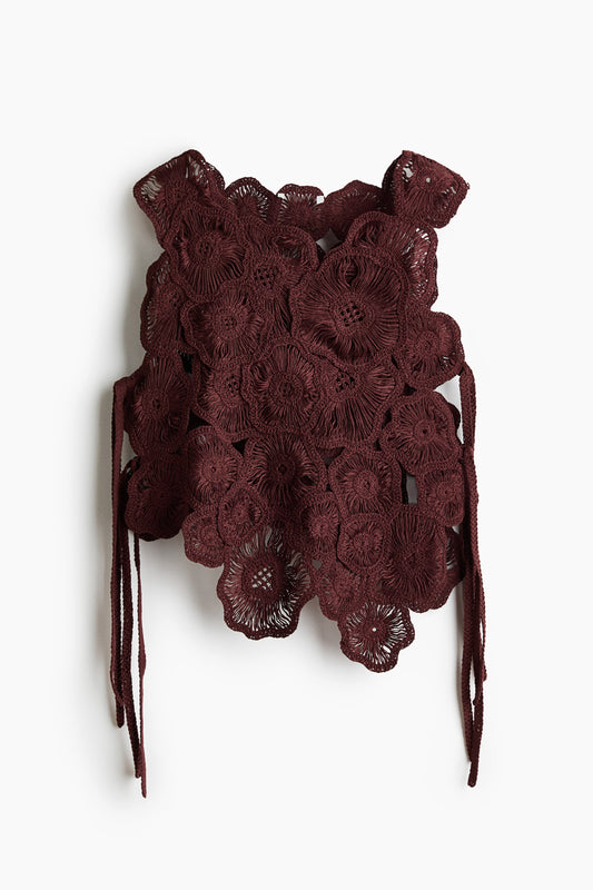 Asymmetric crochet-look top