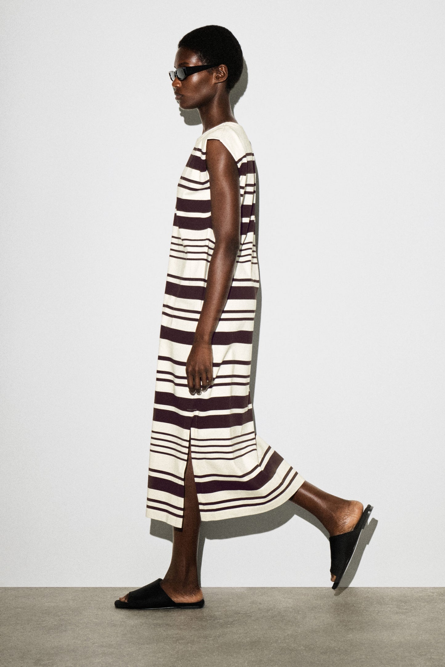 Folded-Shoulder Cotton-Jersey Midi Dress