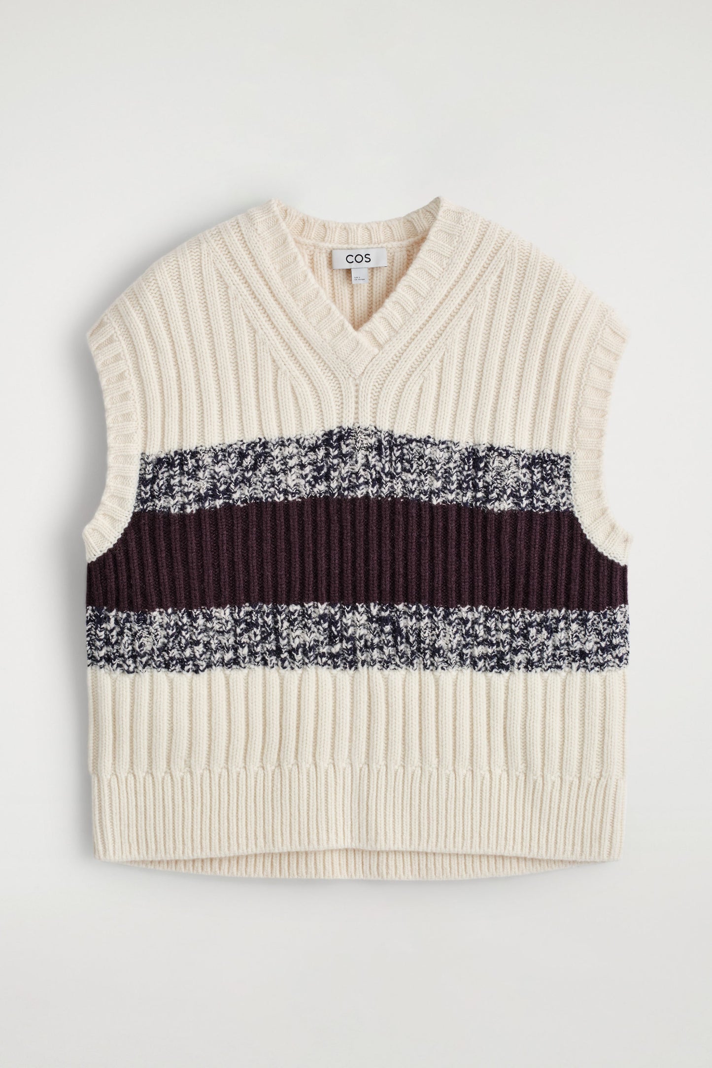 Textured merino wool v-neck vest