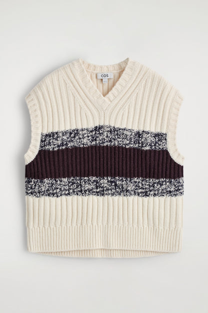 Textured merino wool v-neck vest