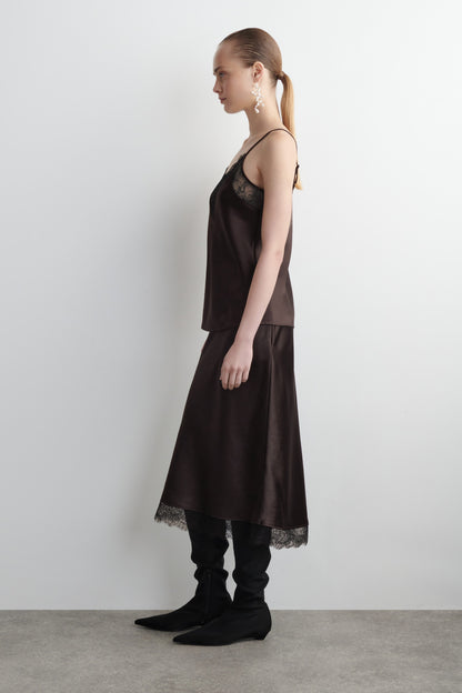Lace-Trimmed Satin Cami Top