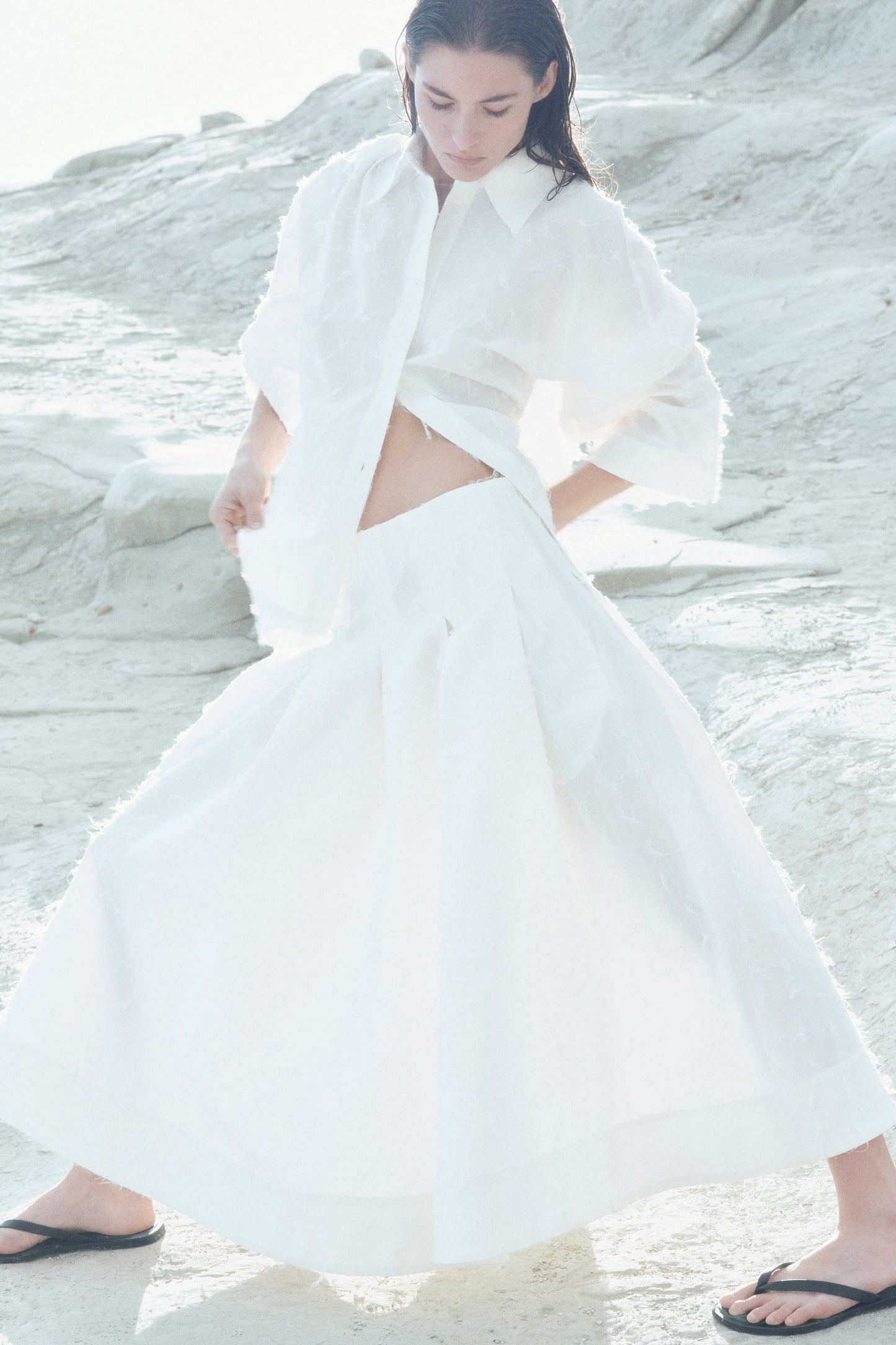 Fringed A-line skirt