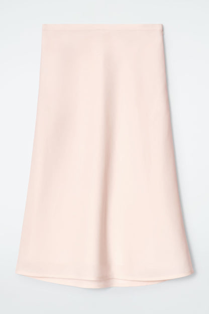 Linen-blend midi column skirt