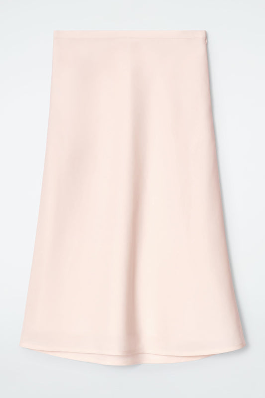 Linen-blend midi column skirt