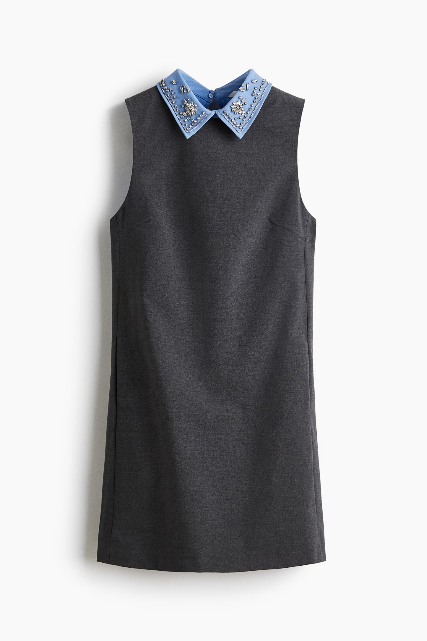 Embellished-collar A-line dress