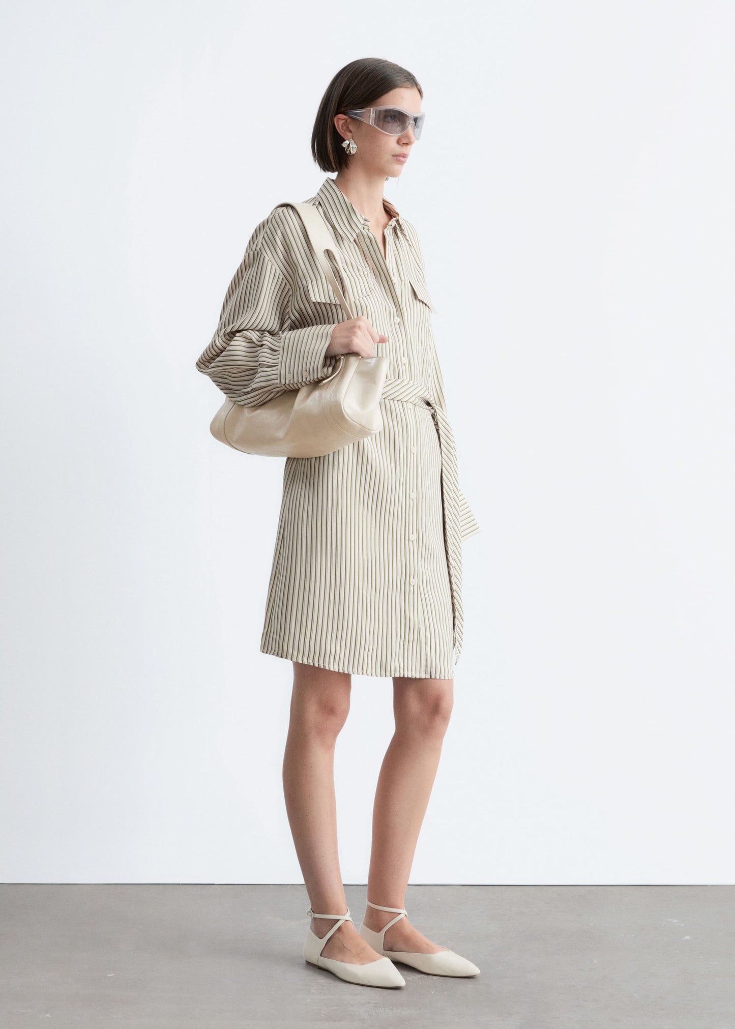 Tie-Belt Mini Shirt Dress