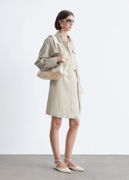 Tie-Belt Mini Shirt Dress