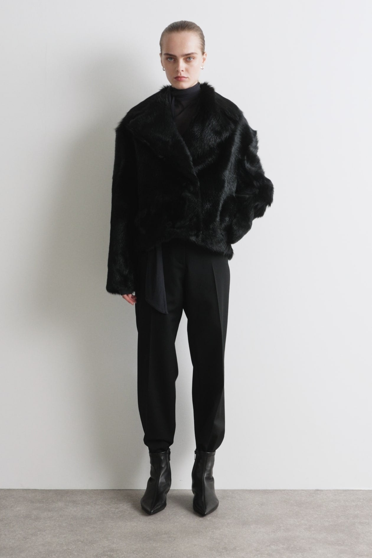 Collared Pony Hair Leather Jacket