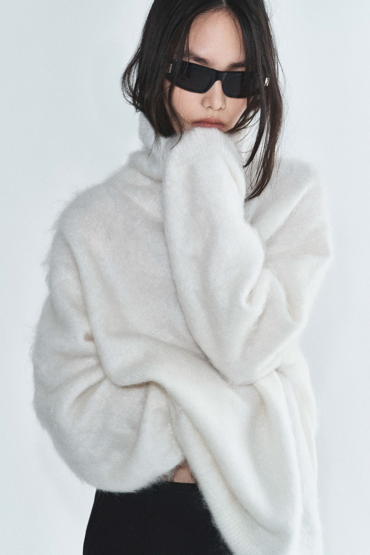 High-collar mohair-blend jumper