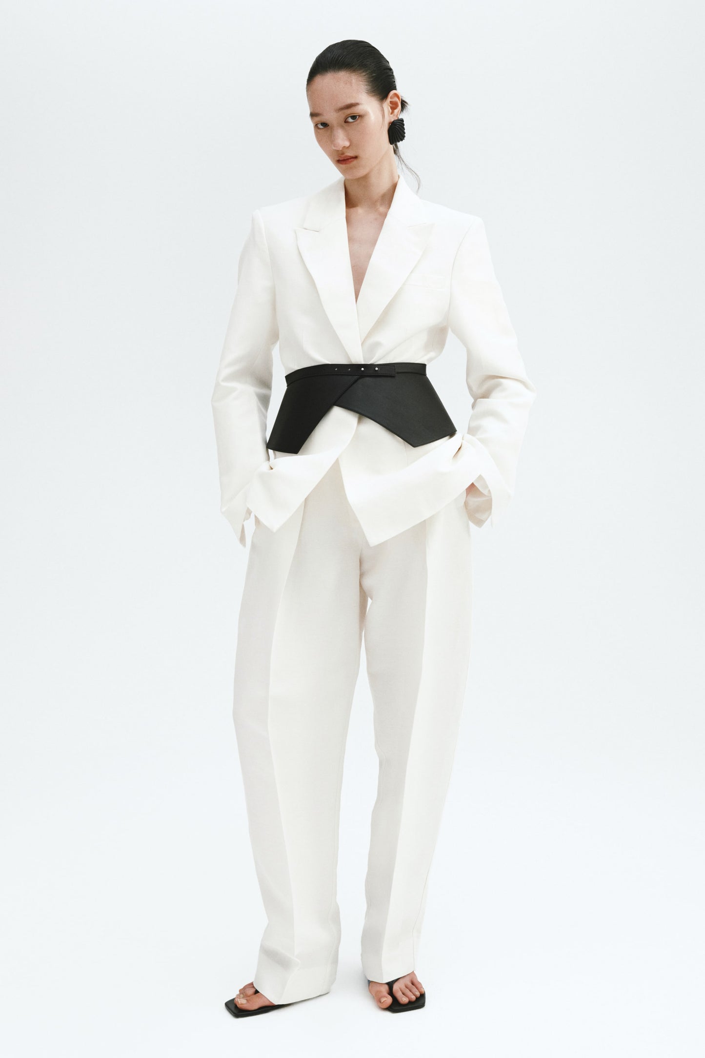 Linen-blend blazer