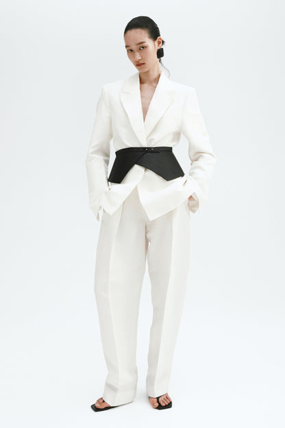 Linen-blend blazer