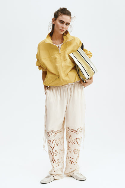 Broderie anglaise drawstring trousers
