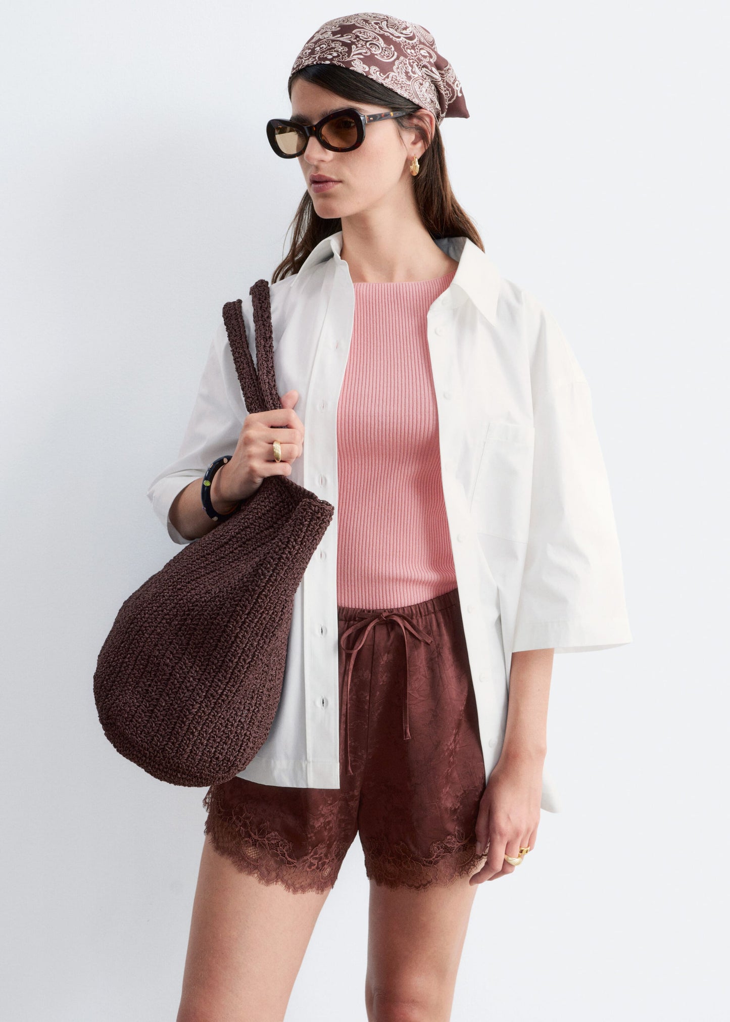 Lace-Trimmed Jacquard Mini Shorts