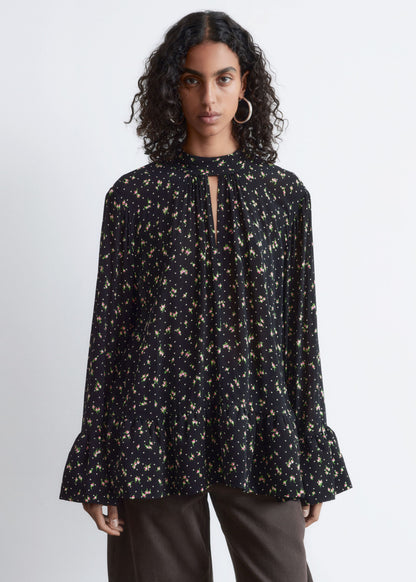 Frilled Stand-Collar Blouse
