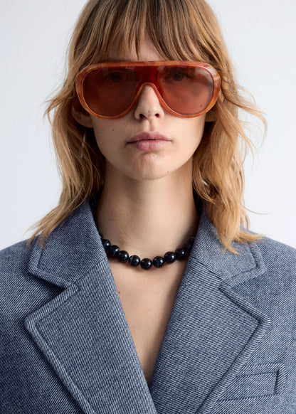 Fitted Shoulder-Pad Blazer