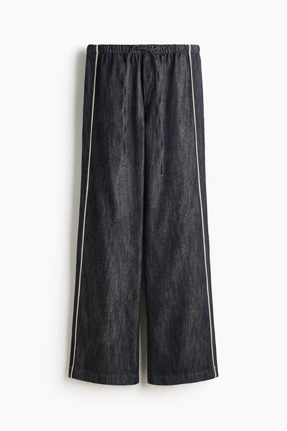 Denim drawstring trousers