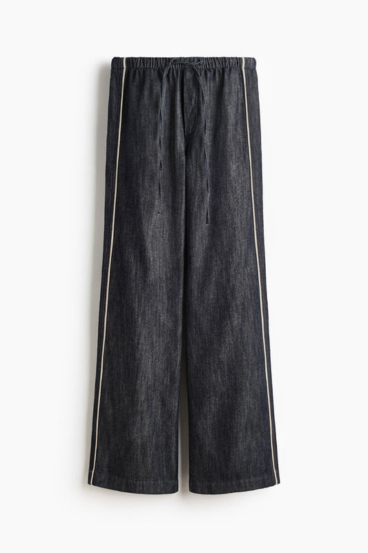 Denim drawstring trousers