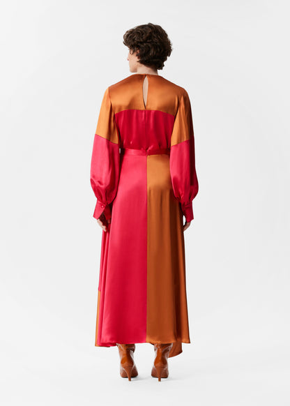 Colour-Block Satin Blouse