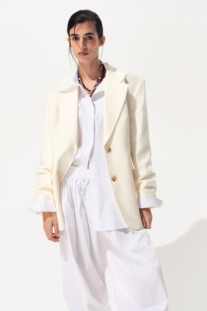 Single-breasted linen-blend blazer