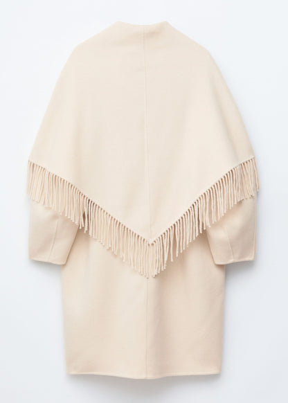 Fringed Shawl Wool Coat