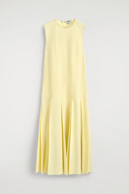 Pleated Cotton-Linen Maxi Dress