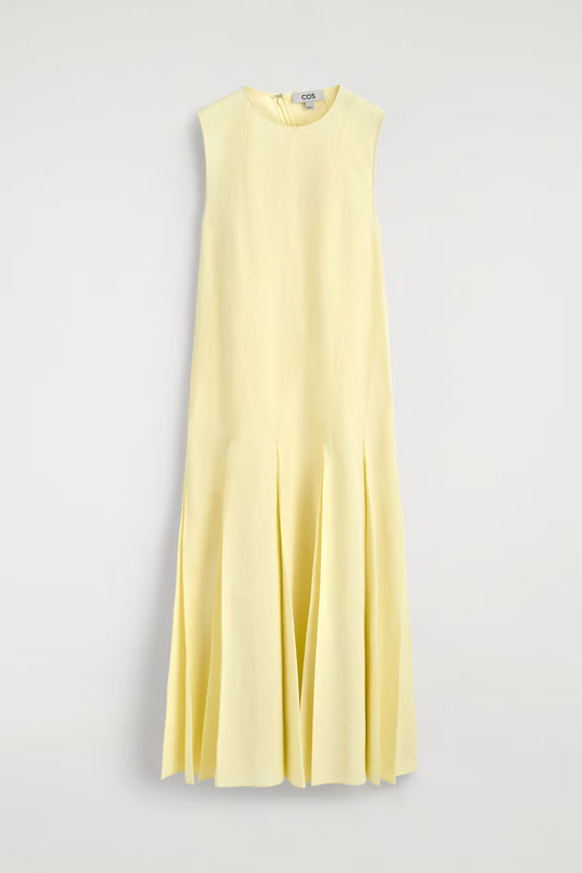 Pleated Cotton-Linen Maxi Dress