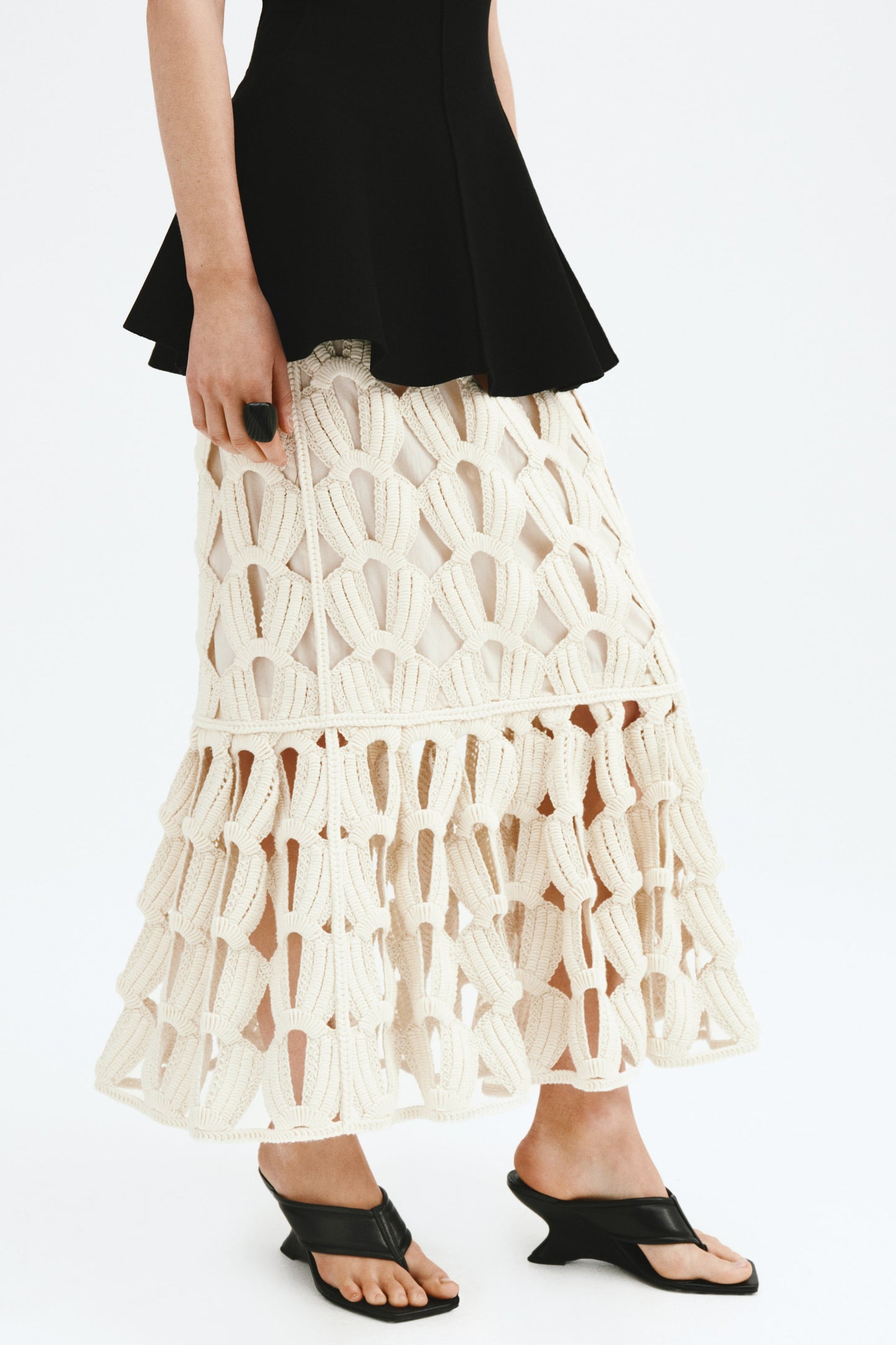 Crochet-look skirt