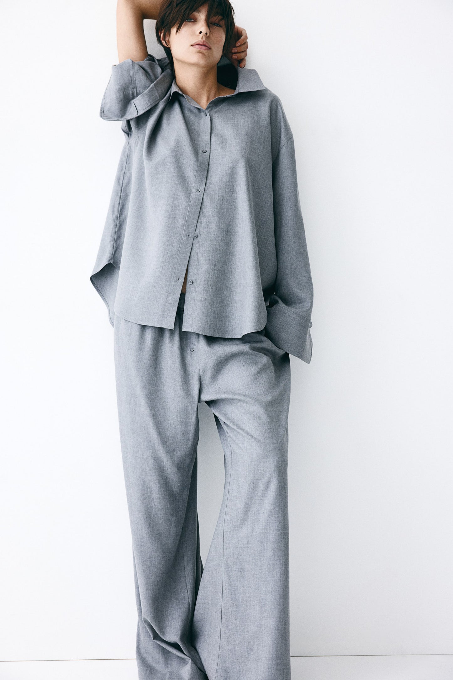 Flared lyocell trousers