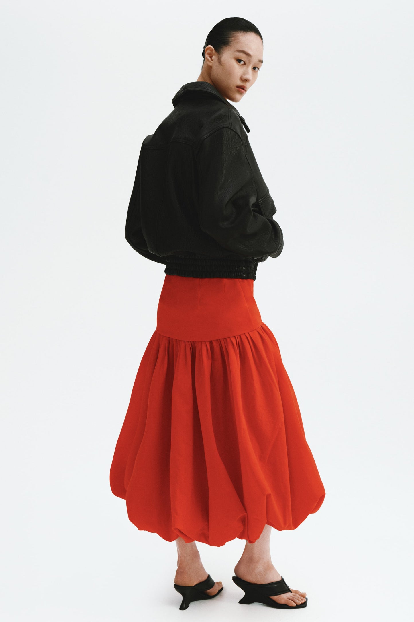 Midi balloon skirt