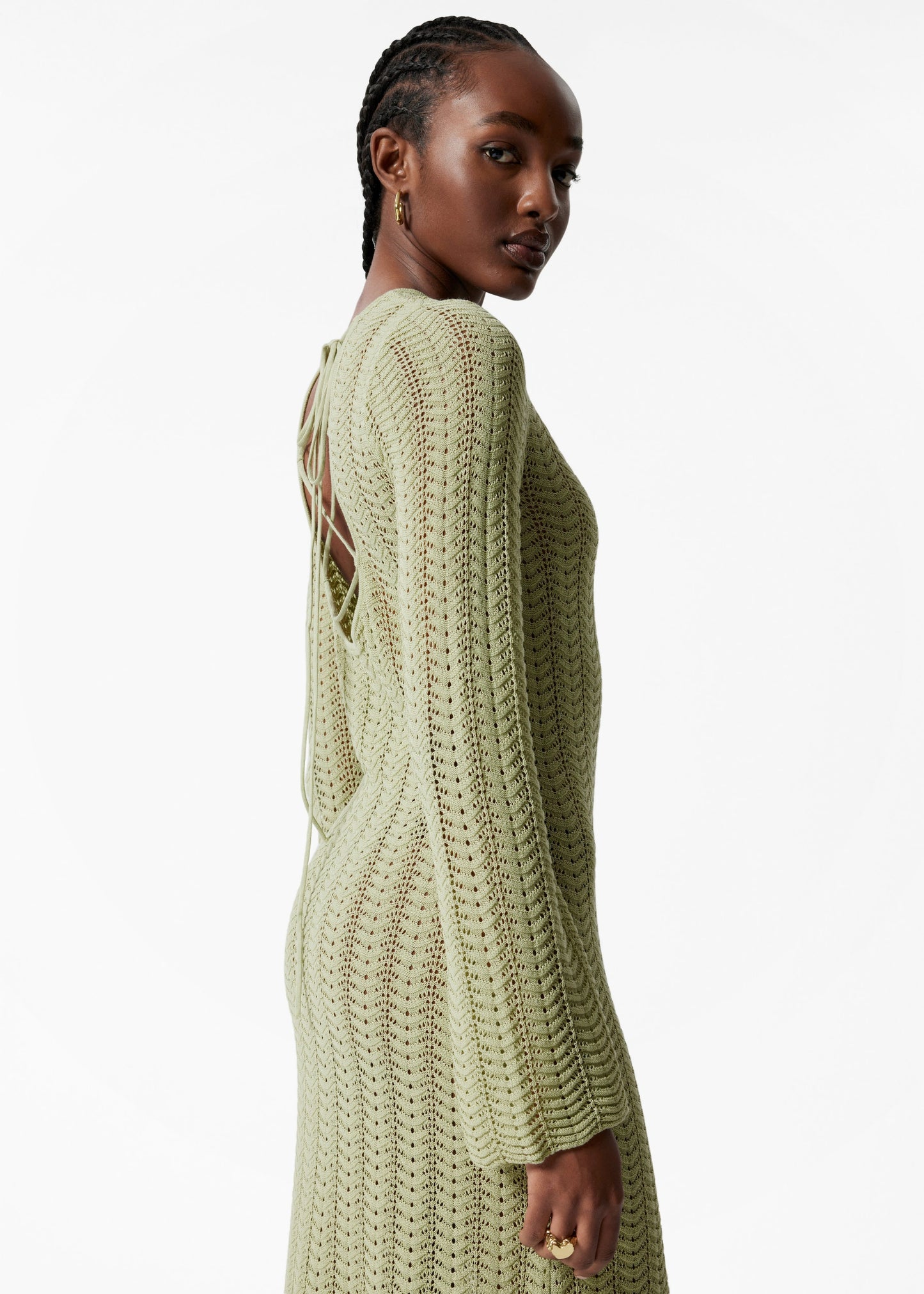 Pointelle-Knit Midi Dress