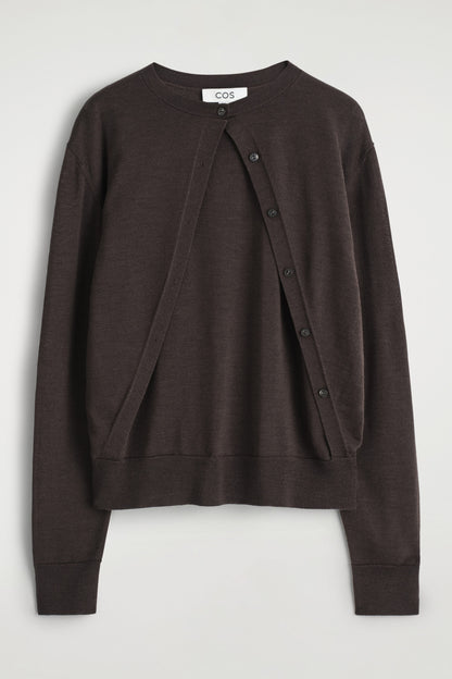 Layered Merino Wool Cardigan