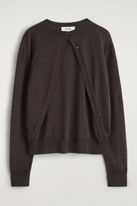 Layered Merino Wool Cardigan